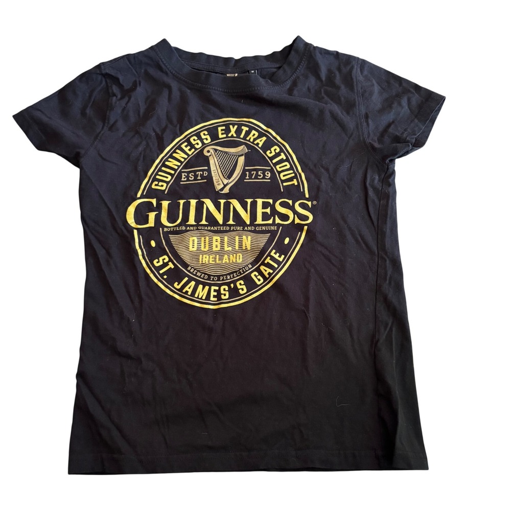 Guinness Extra Stout T-Shirt Womens Medium Black Gold Graphic Tee